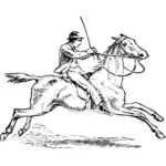 Preto e branco desenho de piloto do homem a cavalo